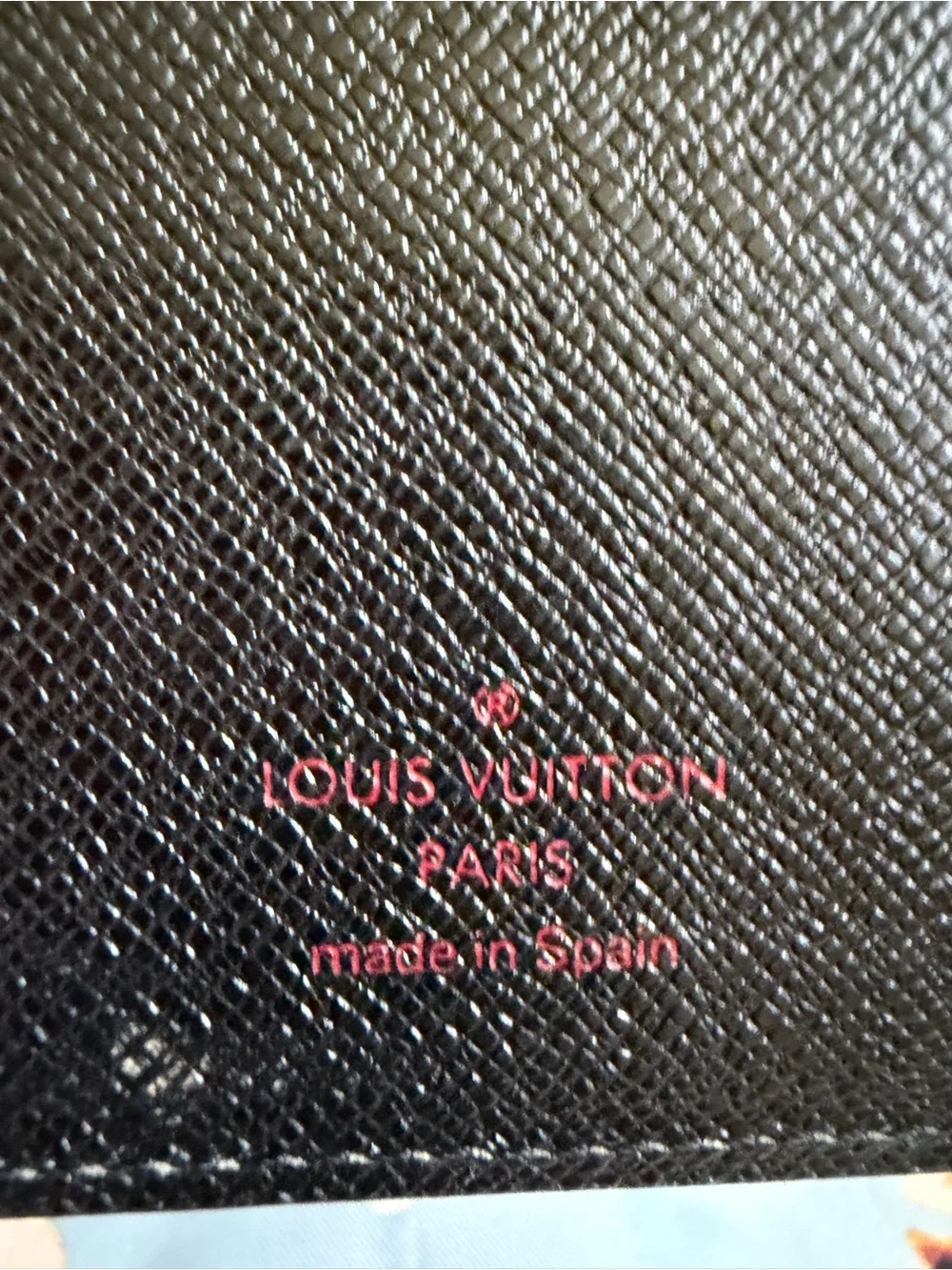 Louis Vuitton Black Textured Leather Small Wallet with Pink Logo Stamp